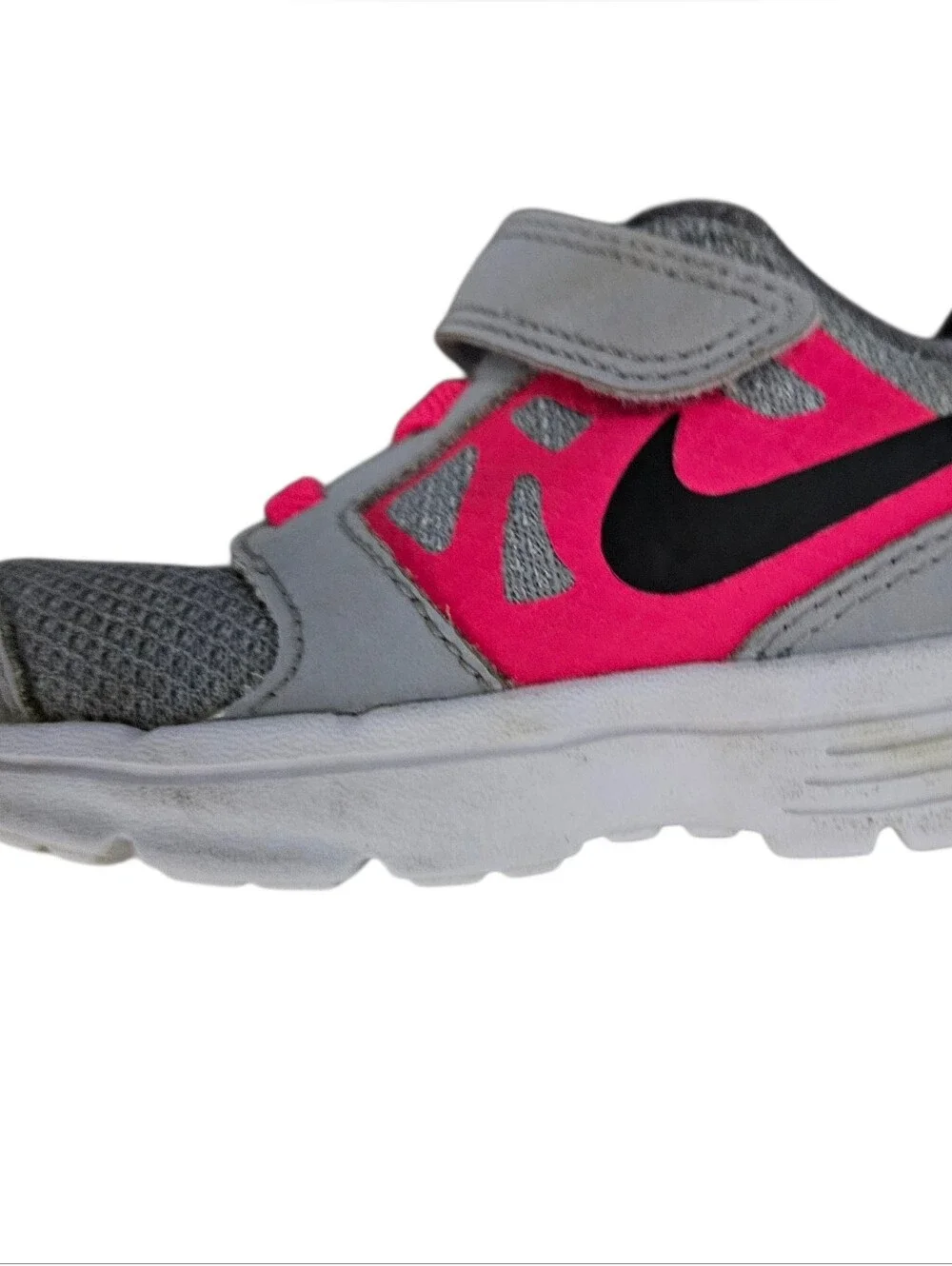 Nike Downshifter 6 Kids Gray and Pink Velcro Athletic Sneakers, Size 7C